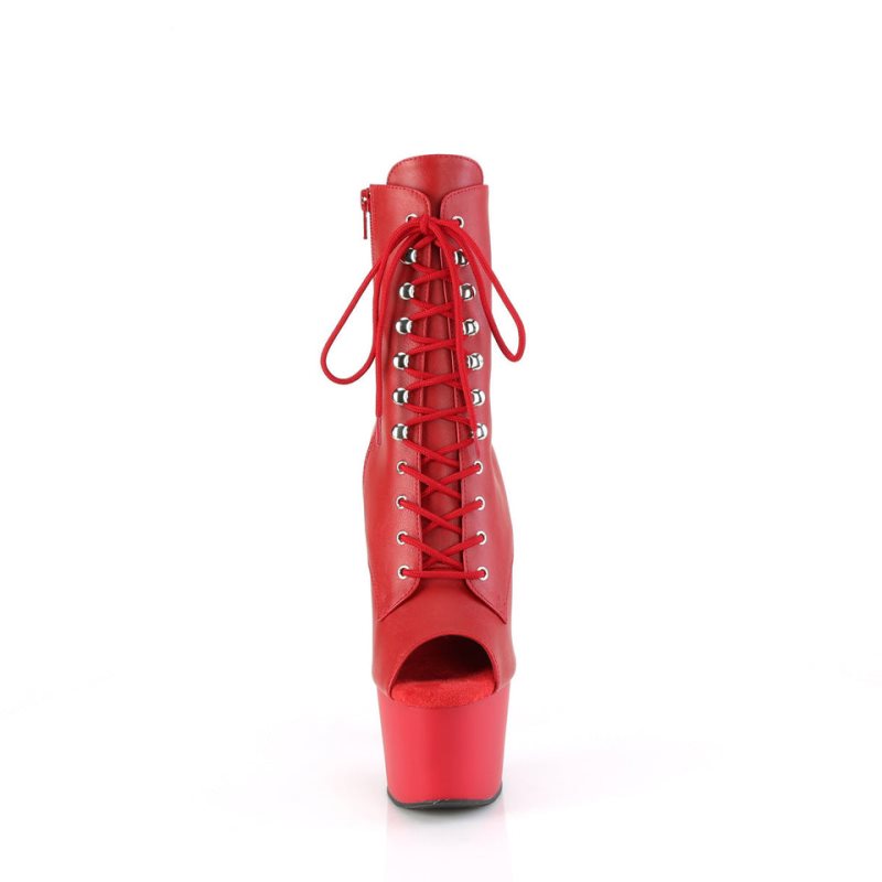 Pleaser Adore-1021 Vegan Leather Women's Heels Boots Red | NZ FIUONQ