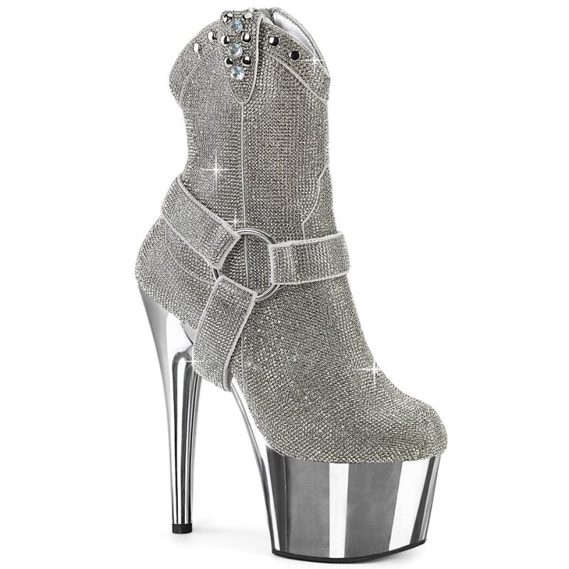 Pleaser Adore-1029CHRS Women\'s Heels Boots Silver | NZ JOCDSX