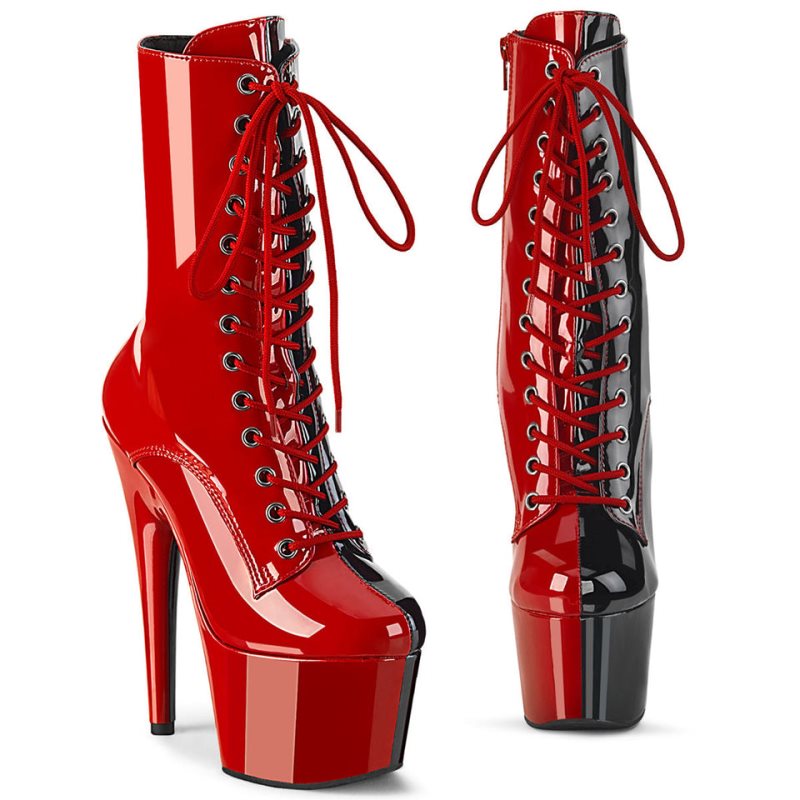 Pleaser Adore-1040TT Women\'s Heels Boots Red / Black | NZ WNIUOP