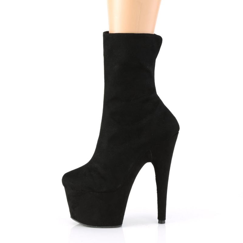 Pleaser Adore-1042 Suede Women's Heels Boots Black | NZ ZJHTYR