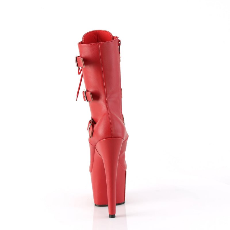 Pleaser Adore-1043 Vegan Leather Women's Heels Boots Red | NZ TGHUJK