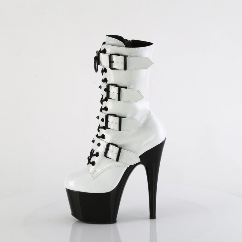 Pleaser Adore-1046TT Women's Heels Boots White / Black | NZ TLBXIK