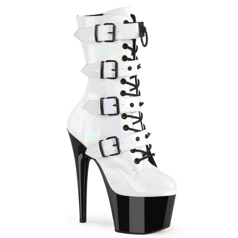 Pleaser Adore-1046TT Women\'s Heels Boots White / Black | NZ TLBXIK