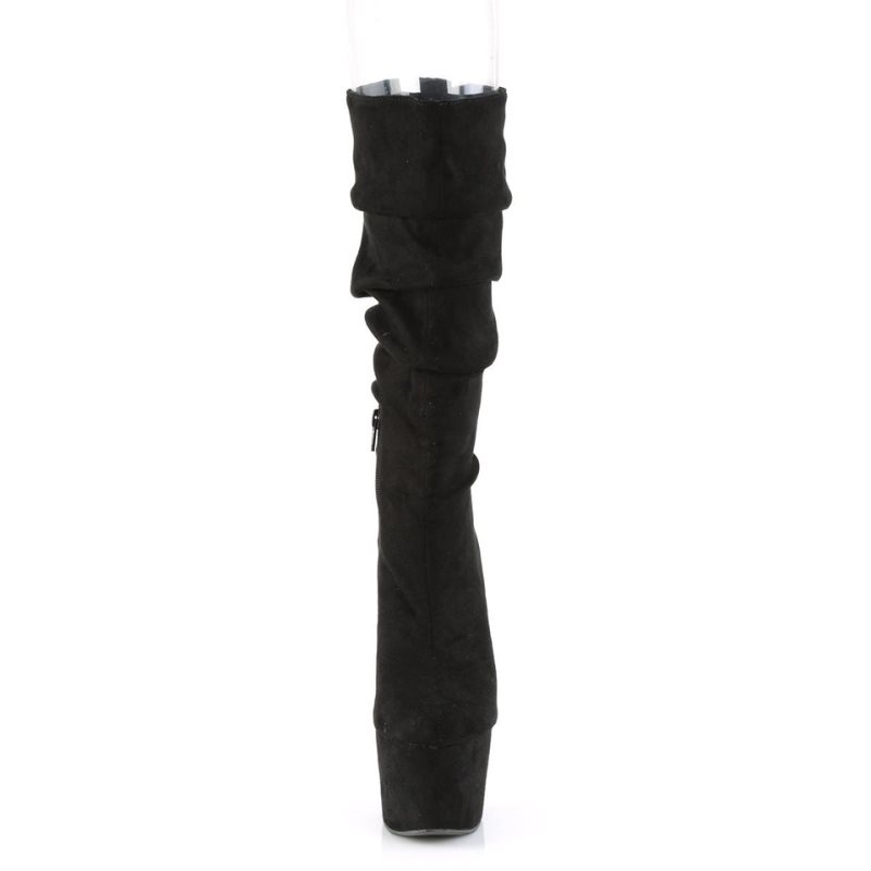 Pleaser Adore-1061 Suede Women's Heels Boots Black | NZ EGKIYR