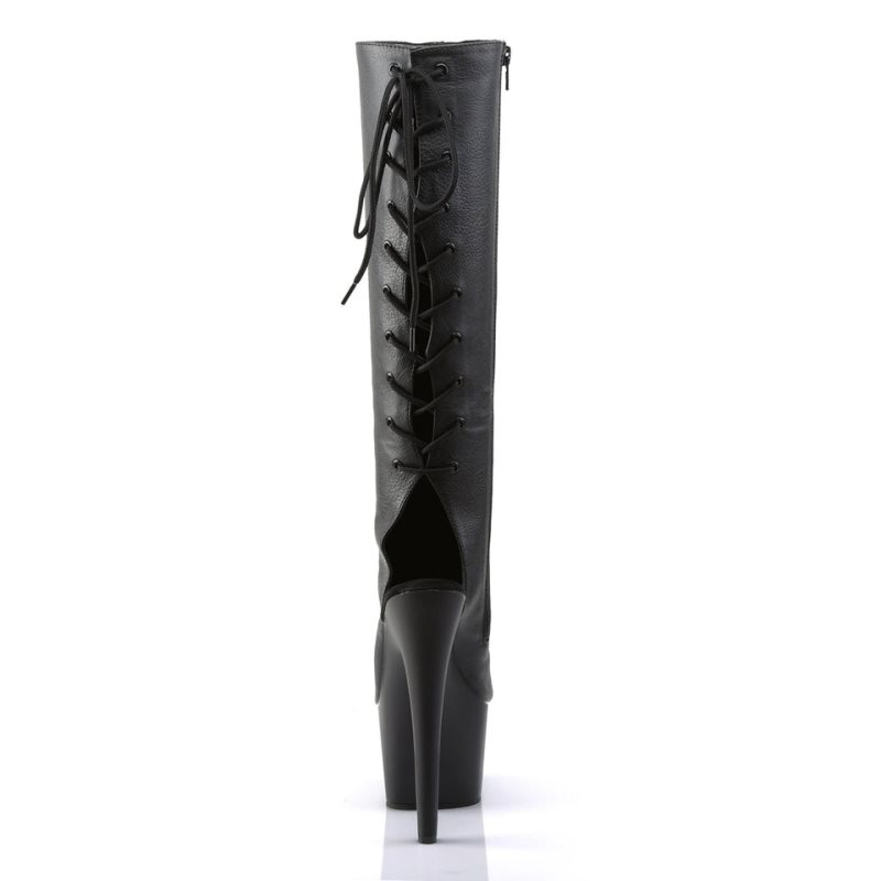 Pleaser Adore-2018 Vegan Leather Women's Heels Boots Black | NZ QIRDVN