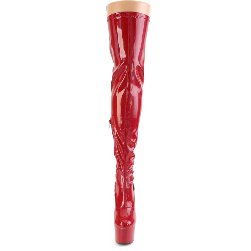 Pleaser Adore-3000HWR Women's Thigh High Boots Red | NZ NDYQSB