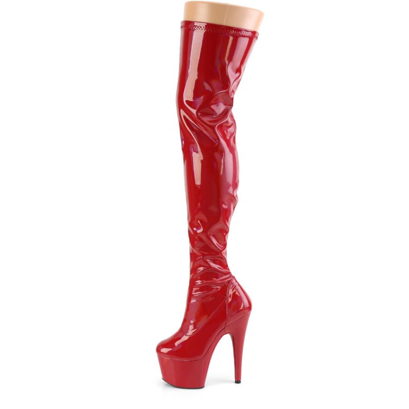 Pleaser Adore-3000HWR Women's Thigh High Boots Red | NZ NDYQSB