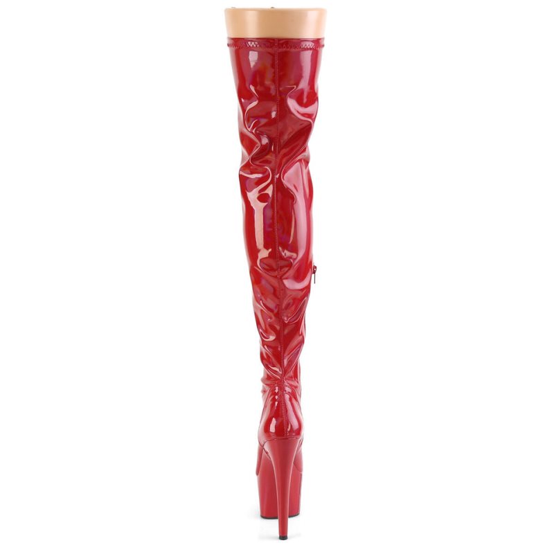 Pleaser Adore-3000HWR Women's Thigh High Boots Red | NZ NDYQSB