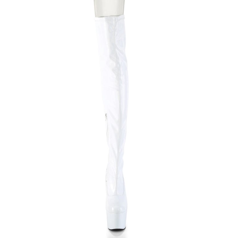 Pleaser Adore-3000HWR Women's Thigh High Boots White | NZ UYEFWV