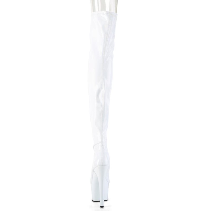 Pleaser Adore-3000HWR Women's Thigh High Boots White | NZ UYEFWV