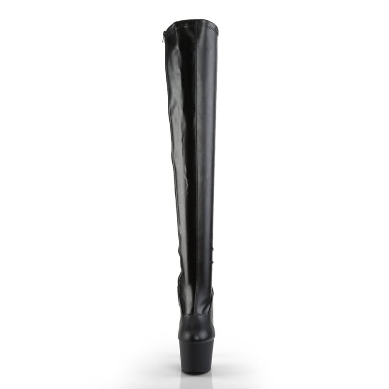 Pleaser Adore-3000 Vegan Leather Women's Thigh High Boots Black | NZ PTUVSX