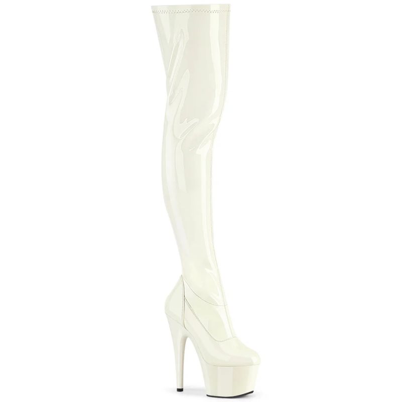 Pleaser Adore-3000 Women\'s Thigh High Boots White | NZ BOLJFG