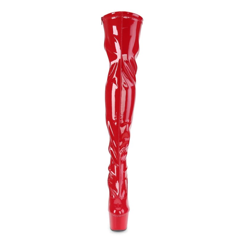 Pleaser Adore-3000 Women's Thigh High Boots Red | NZ SIUANY