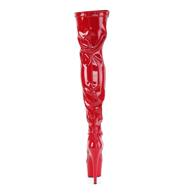 Pleaser Adore-3000 Women's Thigh High Boots Red | NZ SIUANY