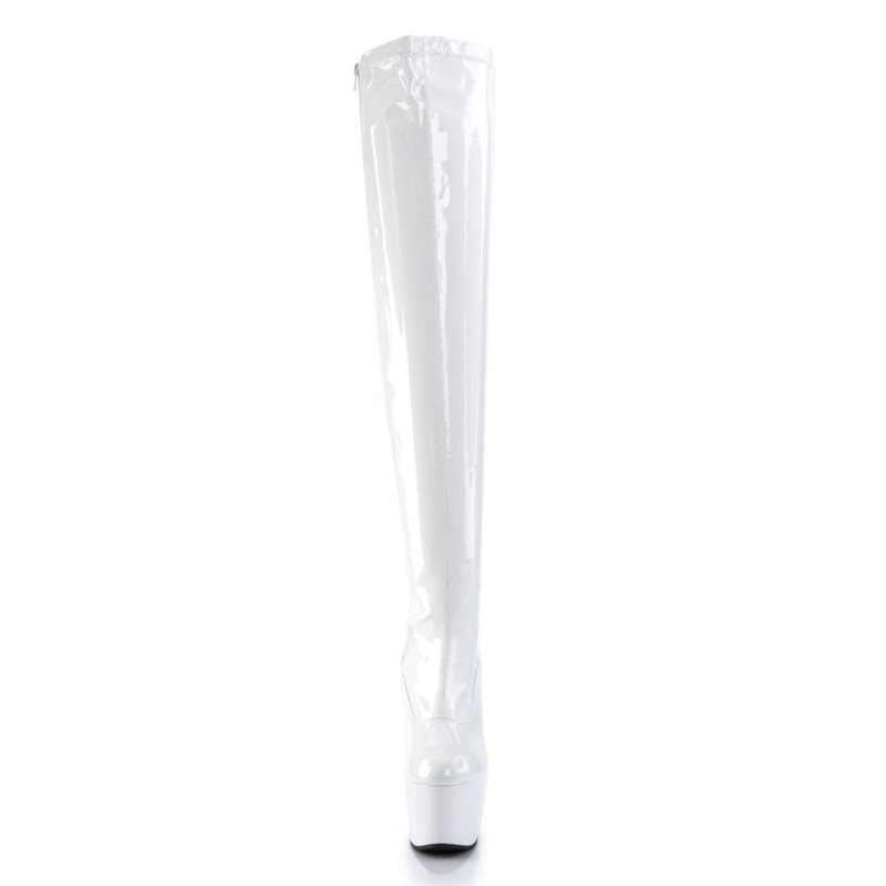 Pleaser Adore-3000 Women's Thigh High Boots White | NZ SCFVYA