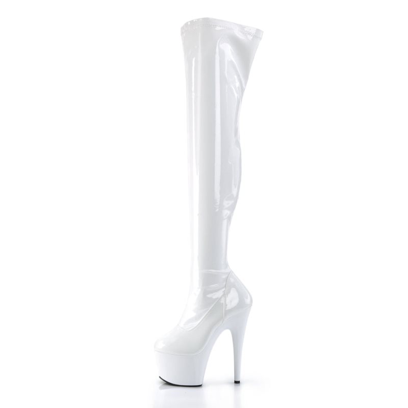 Pleaser Adore-3000 Women's Thigh High Boots White | NZ SCFVYA