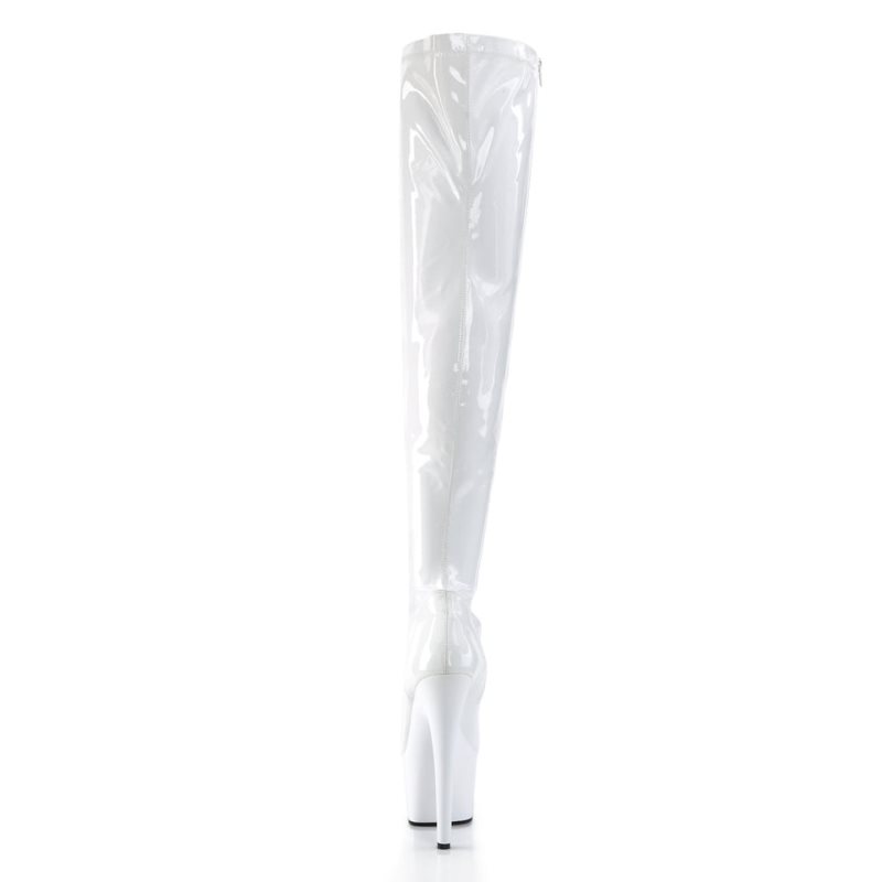 Pleaser Adore-3000 Women's Thigh High Boots White | NZ SCFVYA