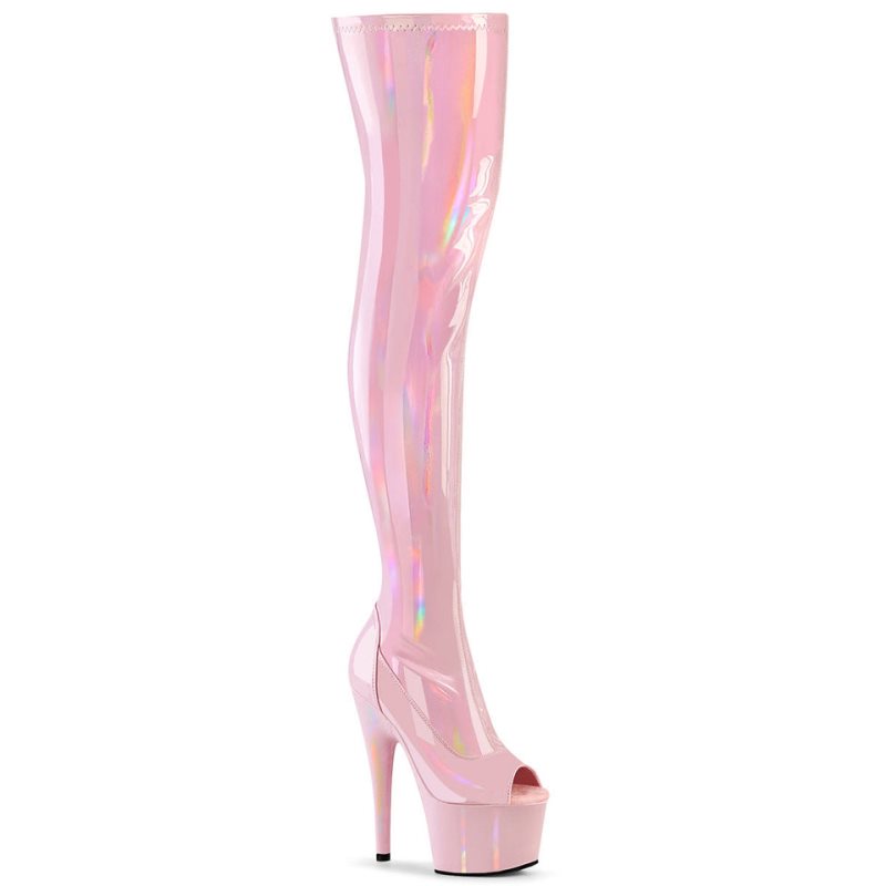 Pleaser Adore-3011HWR Women\'s Thigh High Boots Pink | NZ BAEQJI