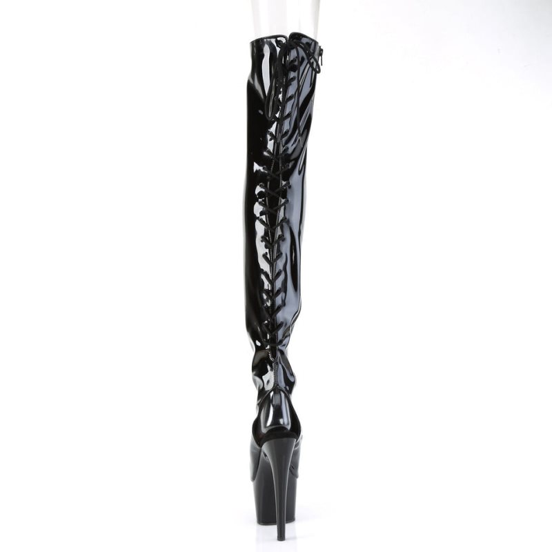 Pleaser Adore-3017 Women's Thigh High Boots Black | NZ IJZEBQ