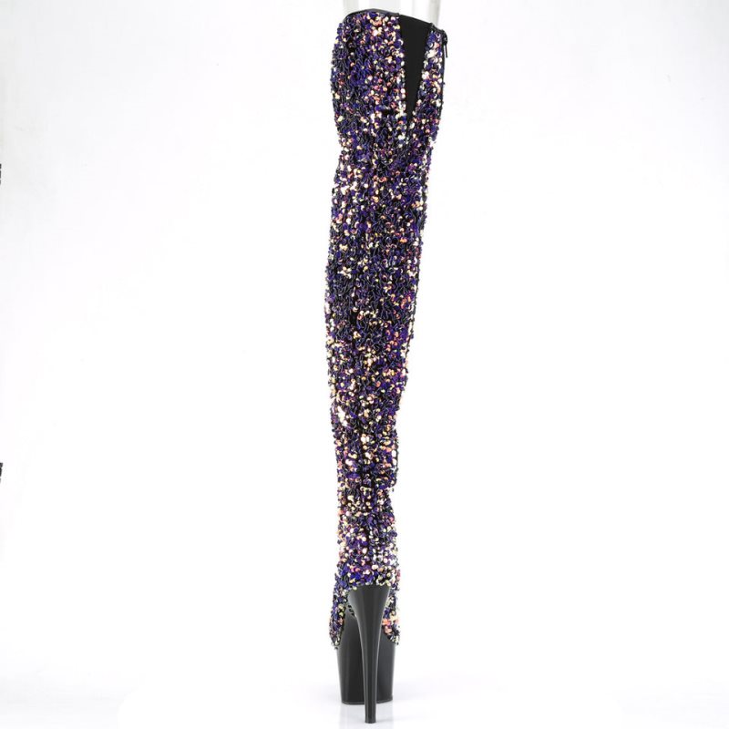 Pleaser Adore-3020 Women's Thigh High Boots Purple / Black | NZ UYWKRV