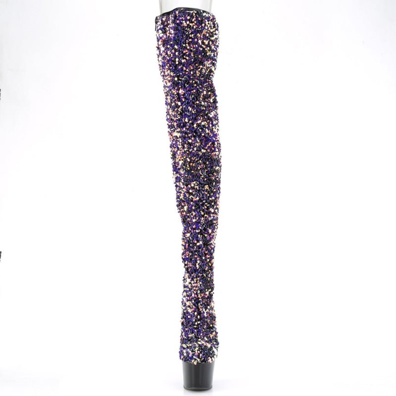 Pleaser Adore-3020 Women's Thigh High Boots Purple / Black | NZ UYWKRV