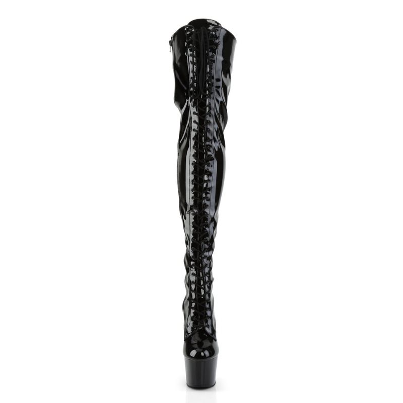 Pleaser Adore-3023 Women's Thigh High Boots Black | NZ EQFGHM