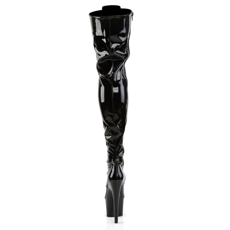 Pleaser Adore-3023 Women's Thigh High Boots Black | NZ EQFGHM