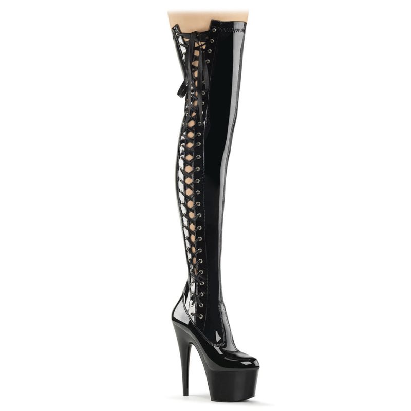 Pleaser Adore-3050 Women\'s Thigh High Boots Black | NZ TKCVMF