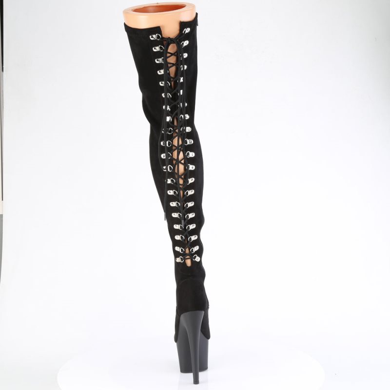 Pleaser Adore-3063 Women's Thigh High Boots Black | NZ FNALZB