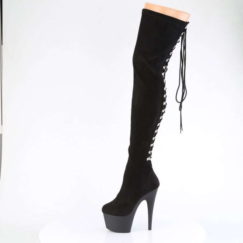 Pleaser Adore-3063 Women's Thigh High Boots Black | NZ FNALZB