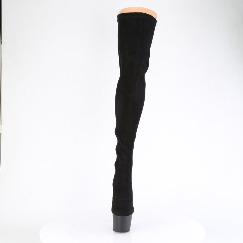 Pleaser Adore-3063 Women's Thigh High Boots Black | NZ FNALZB