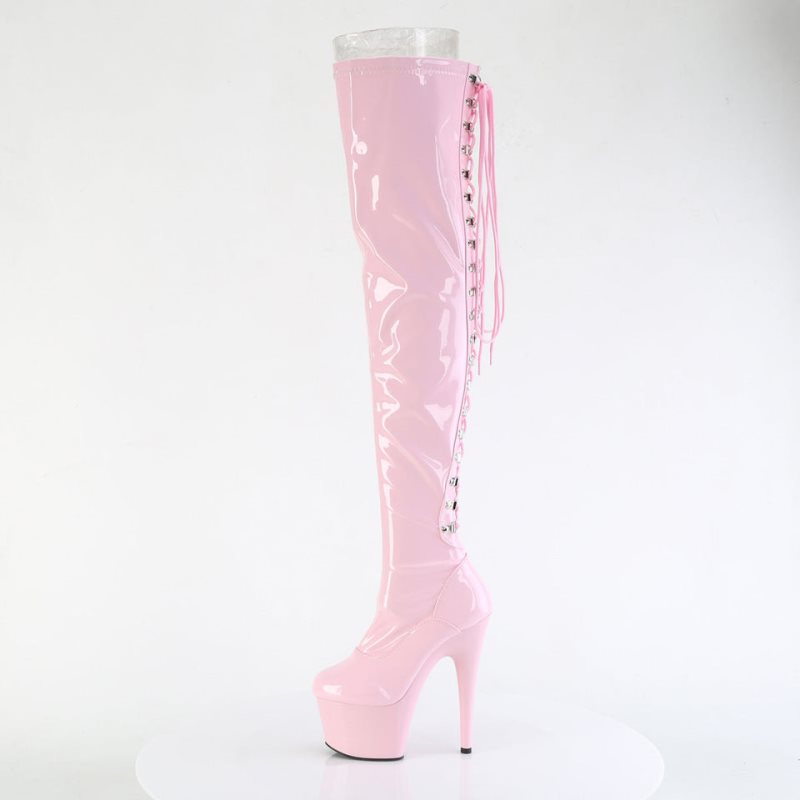 Pleaser Adore-3063 Women's Thigh High Boots Pink | NZ GQAHFX