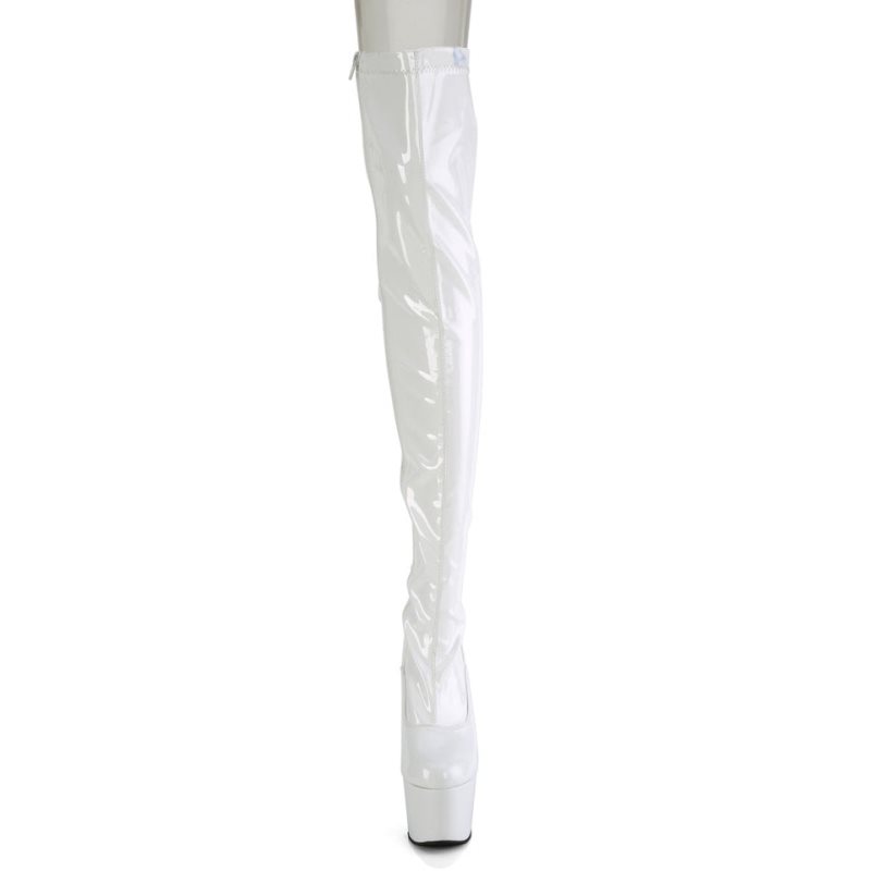 Pleaser Adore-3063 Women's Thigh High Boots White | NZ FBHLPI