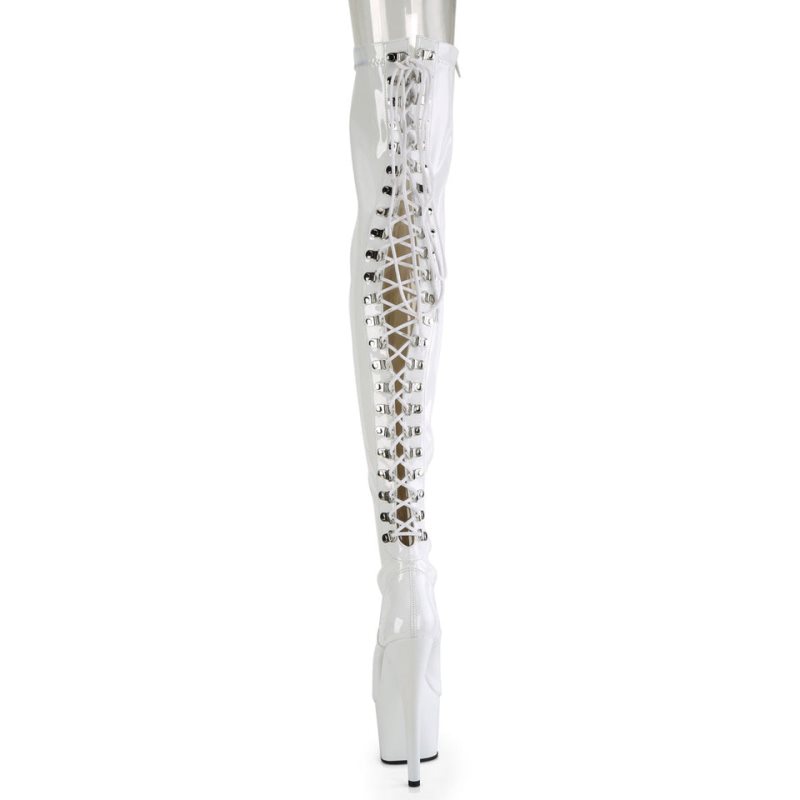 Pleaser Adore-3063 Women's Thigh High Boots White | NZ FBHLPI