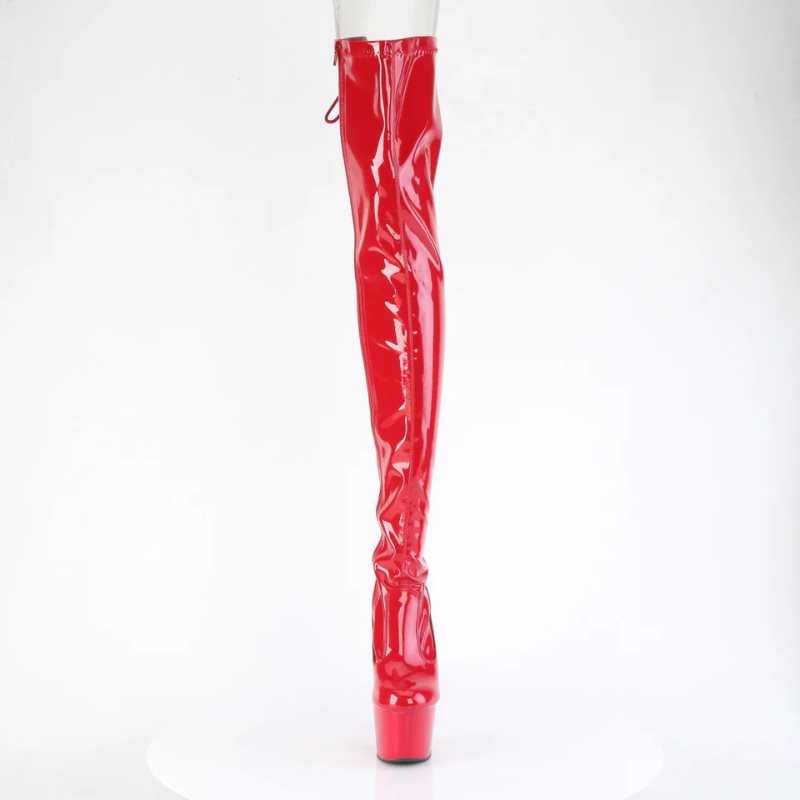 Pleaser Adore-3850 Women's Thigh High Boots Red | NZ WZGATJ