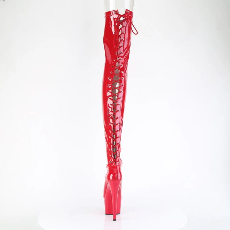 Pleaser Adore-3850 Women's Thigh High Boots Red | NZ WZGATJ