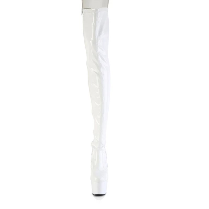 Pleaser Adore-3850 Women's Thigh High Boots White | NZ PHXCWR