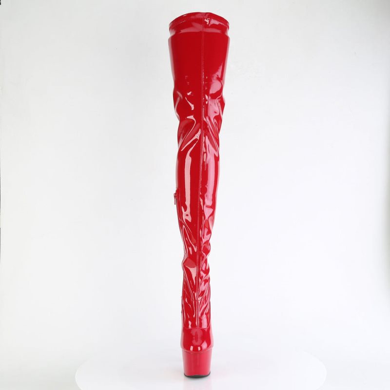 Pleaser Adore-4000 Women's Thigh High Boots Red | NZ IREUZT