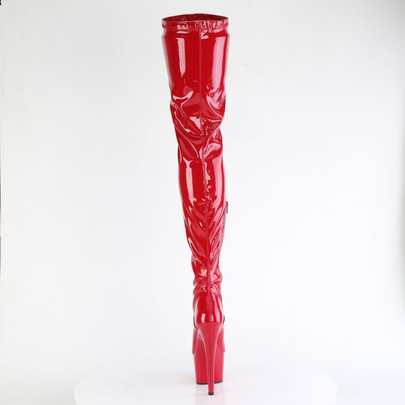 Pleaser Adore-4000 Women's Thigh High Boots Red | NZ IREUZT