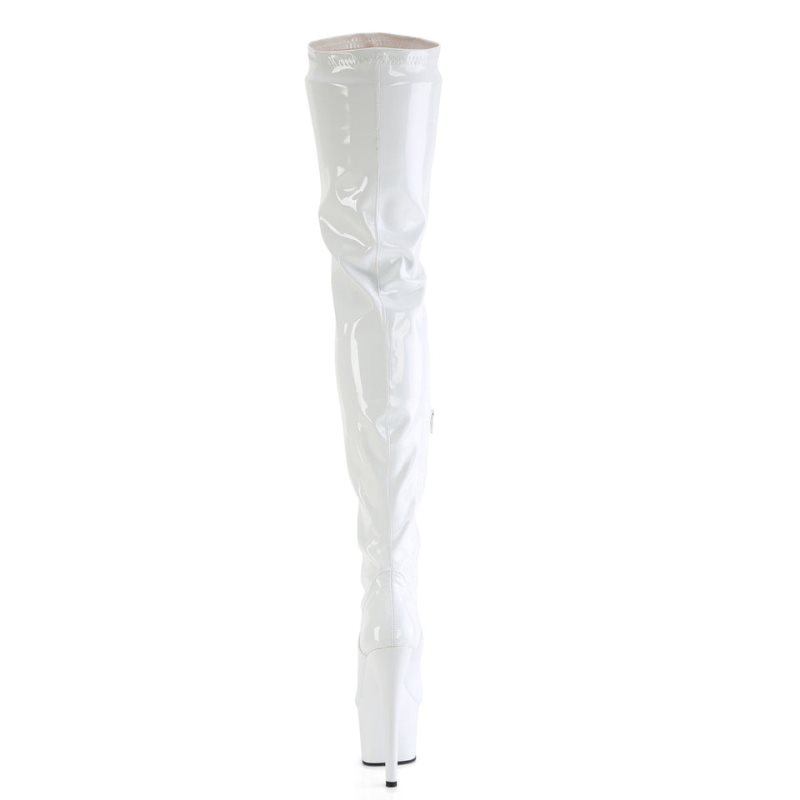 Pleaser Adore-4000 Women's Thigh High Boots White | NZ JTONUC