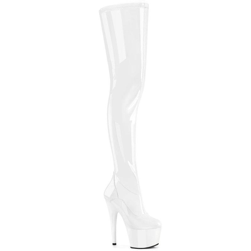 Pleaser Adore-4000 Women\'s Thigh High Boots White | NZ JTONUC