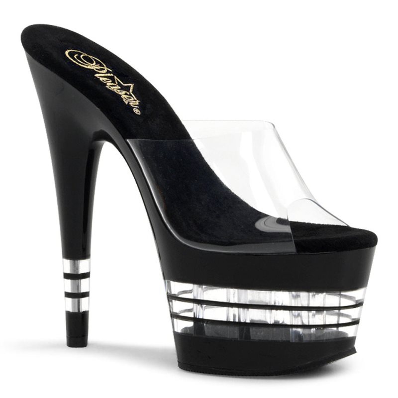 Pleaser Adore-701LN Women\'s Platform Slides Black / Clear | NZ JZAWYK