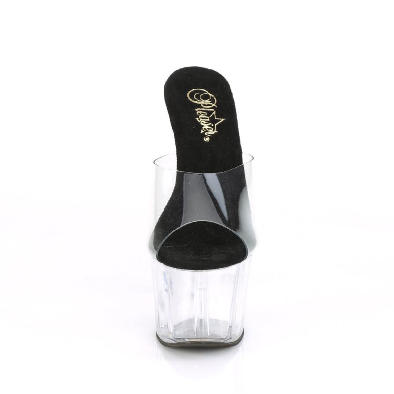 Pleaser Adore-701 Women's Platform Slides Black / Clear | NZ SQUYKR