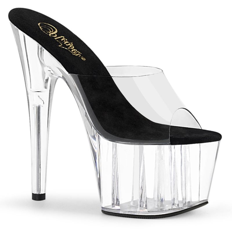 Pleaser Adore-701 Women\'s Platform Slides Black / Clear | NZ SQUYKR