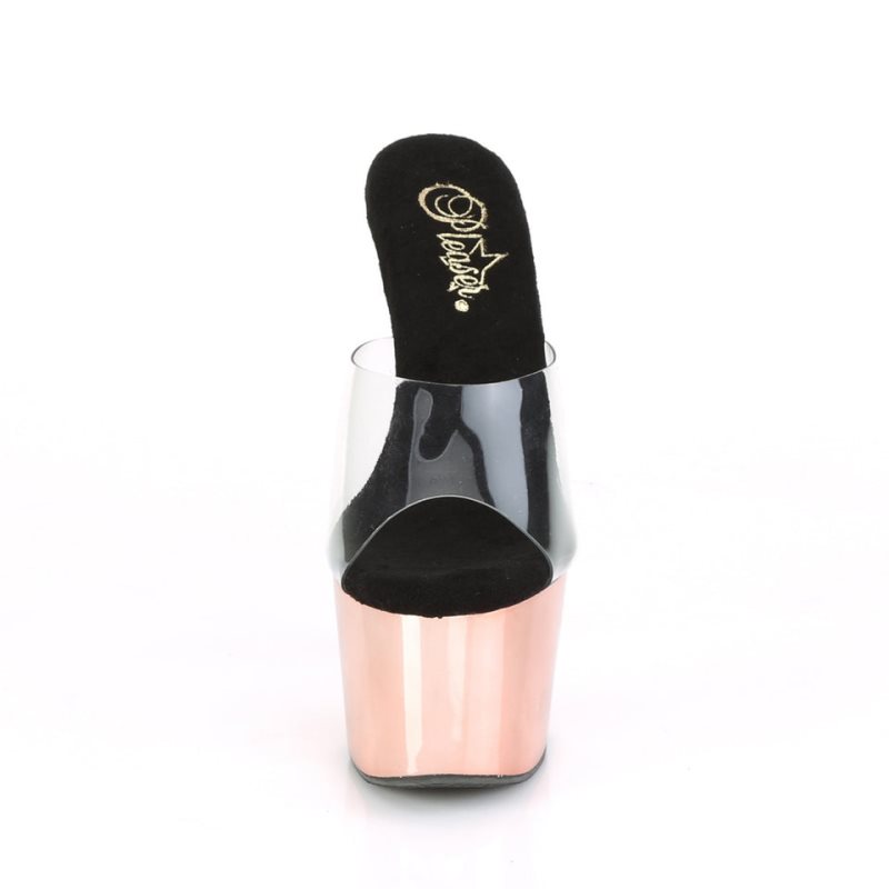 Pleaser Adore-701 Women's Platform Slides Rose Gold / Clear | NZ CSDLUK