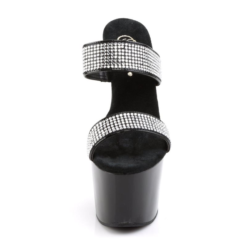 Pleaser Adore-702-2 Women's Platform Slides Black | NZ CQNHKP