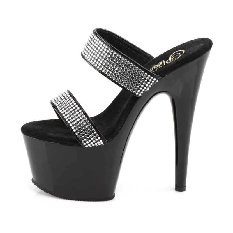 Pleaser Adore-702-2 Women's Platform Slides Black | NZ CQNHKP