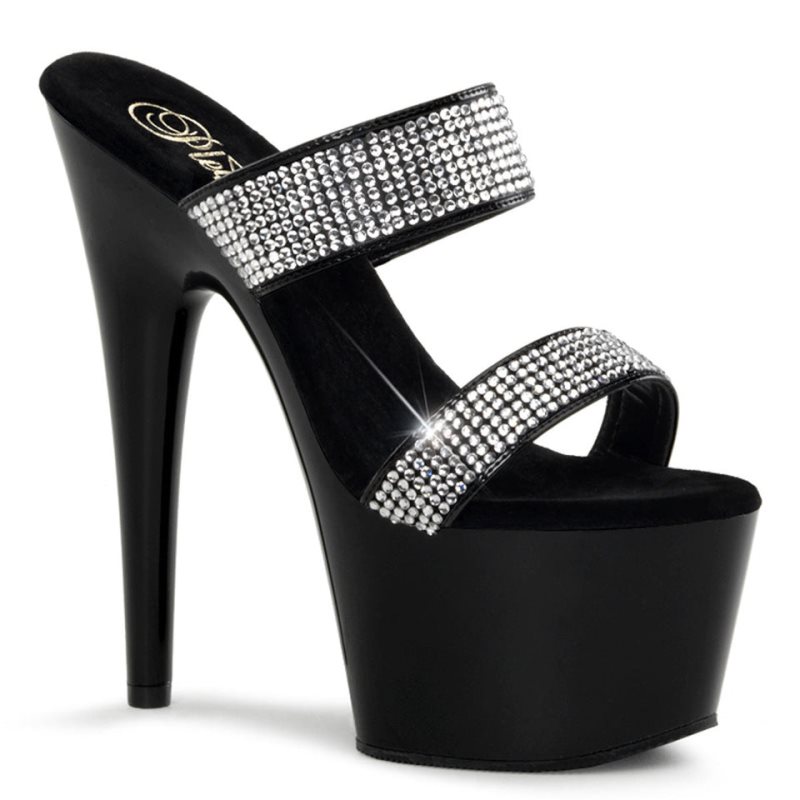 Pleaser Adore-702-2 Women\'s Platform Slides Black | NZ CQNHKP