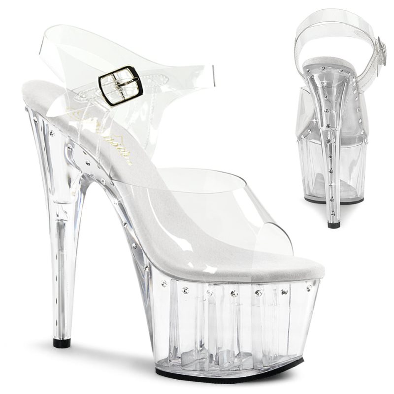 Pleaser Adore-708LS Women\'s Platform Heels Sandals Clear | NZ BXHGKW