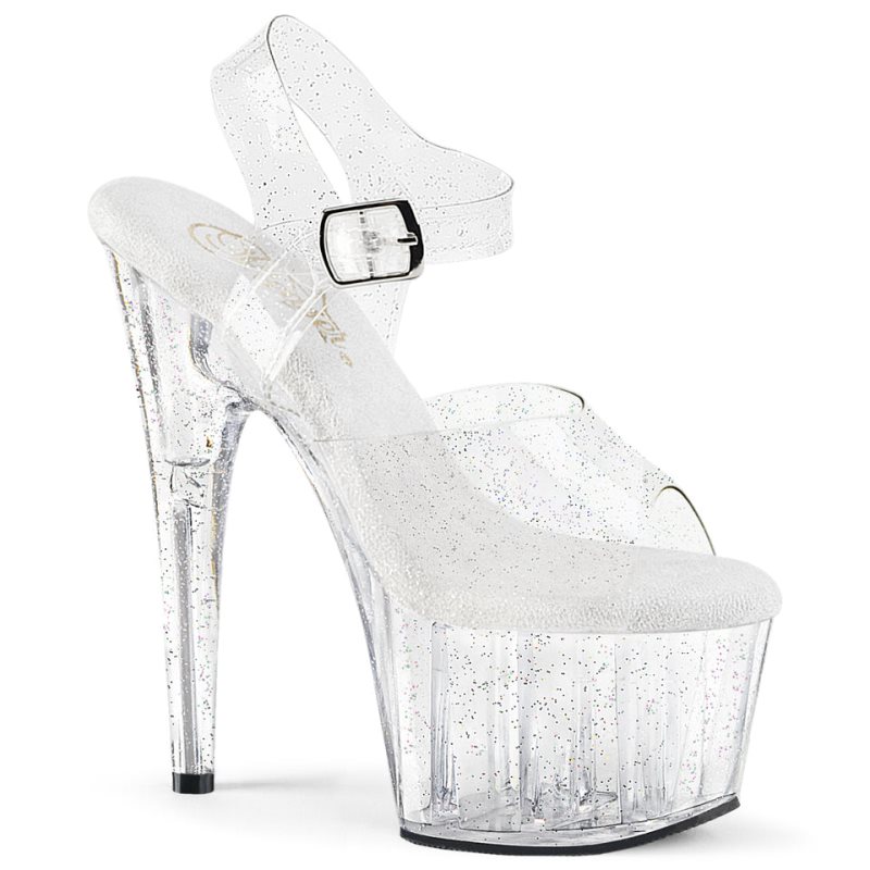 Pleaser Adore-708MMG Women\'s Platform Heels Sandals Clear | NZ OSLAHZ